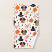 かわいい感謝祭パターンは与えます感謝をがつがつむさぼります バスタオルセット (ハンドタオル)