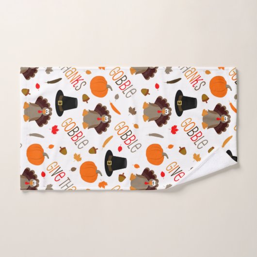 かわいい感謝祭パターンは与えます感謝をがつがつむさぼります バスタオルセット (ハンドタオル)