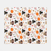 かわいい感謝祭パターンは与えます感謝をがつがつむさぼります フリースブランケット (正面(横))