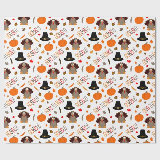 かわいい感謝祭パターンは与えます感謝をがつがつむさぼります ラッピングペーパー (フラット)