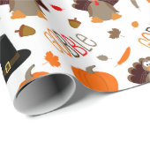 かわいい感謝祭パターンは与えます感謝をがつがつむさぼります ラッピングペーパー (ロールコーナー)