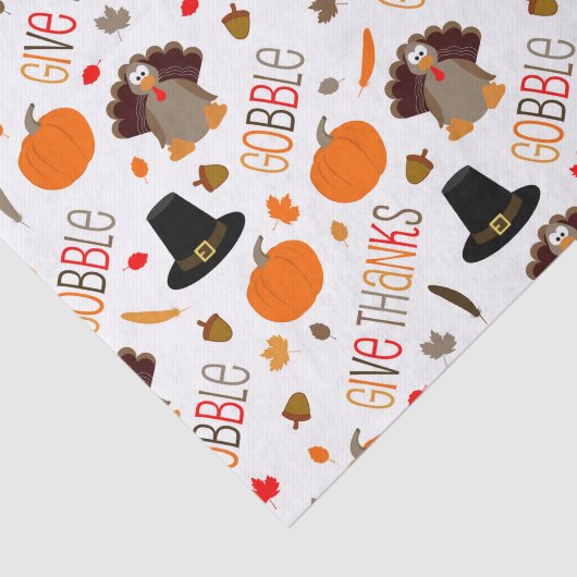 かわいい感謝祭パターンは与えます感謝をがつがつむさぼります 薄葉紙 (詳細)