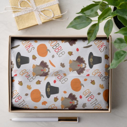 かわいい感謝祭パターンは与えます感謝をがつがつむさぼります 薄葉紙 (ギフト)