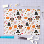 かわいい感謝祭パターンは与えます感謝をがつがつむさぼります 薄葉紙 (クラフト)