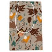 かわいい感謝祭ピルグリムガール秋グリーンメディ ミディアムペーパーバッグ (正面)