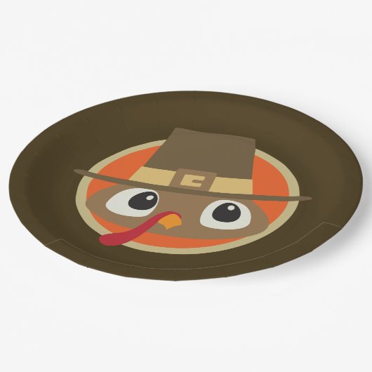 かわいい感謝祭ピルグリムトルコパーティープレート ペーパープレート (アングル)