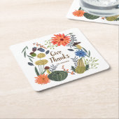 かわいい感謝祭フローラ秋 スクエアペーパーコースター (アングル)