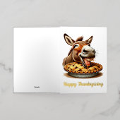 かわいい感謝祭ロバ 箔グリーティングカード (外側レイダウン)