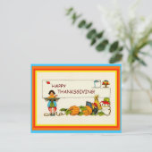 かわいい感謝祭ヴィンテージ（変更された改良版） ポストカード (スタンド正面)