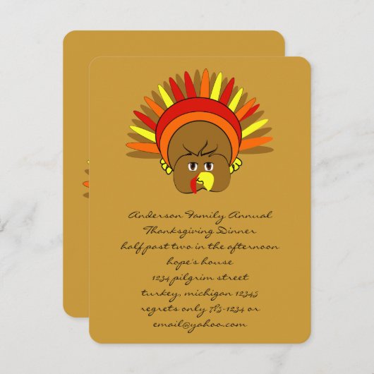 かわいい感謝祭招待状 招待状 (正面/裏面)