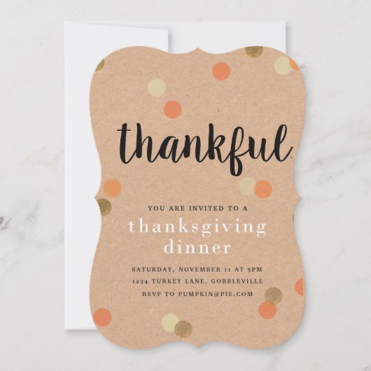 かわいい感謝祭招待状 招待状 (正面)
