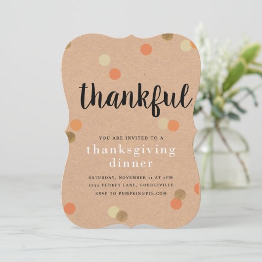 かわいい感謝祭招待状 招待状 (スタンド正面)