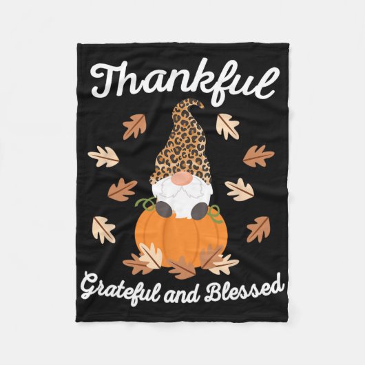 かわいい感謝祭格言ヒョウ格言秋カボチャ フリースブランケット (正面)