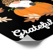 かわいい感謝祭格言ヒョウ格言秋カボチャ ポスター (角)