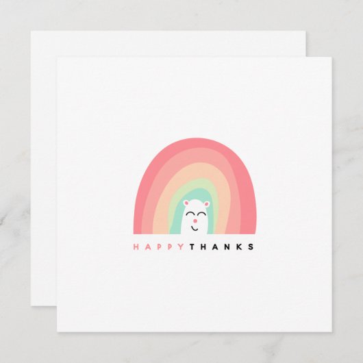 かわいい感謝 レインボー 動物 オーダーメイド サンキューカード (正面/裏面)