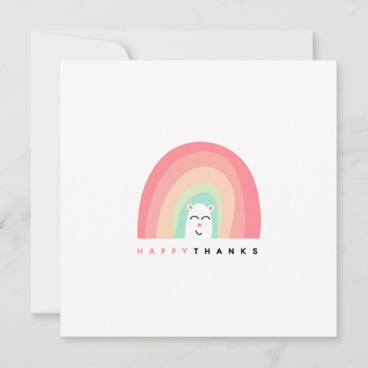 かわいい感謝 レインボー 動物 オーダーメイド サンキューカード (正面)