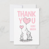かわいい感謝YOU赤ちゃんシャワーエレファントピンク空白の サンキューカード (正面)