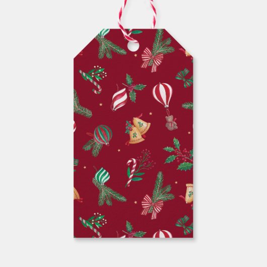 かわいい懐かしいクリスマステディベア ギフトタグ (裏面)