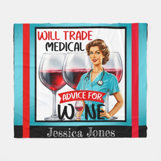 かわいい懐かしいナースピンナップが貿易アドバイス フリースブランケット (正面(横))