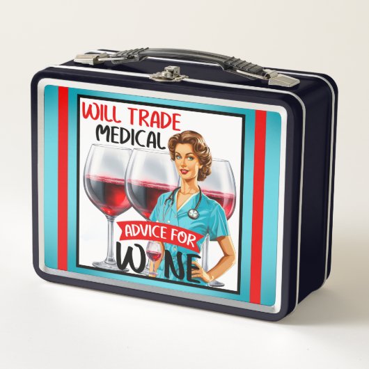かわいい懐かしいナースピンナップが貿易アドバイス メタルランチボックス (正面)