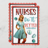 かわいい懐かしいナースピンナップナースの方が良い サンキューカード (正面/裏面)