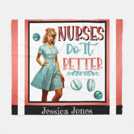 かわいい懐かしいナースピンナップナースの方が良い フリースブランケット