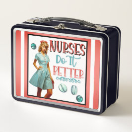 かわいい懐かしいナースピンナップナースの方が良い メタルランチボックス