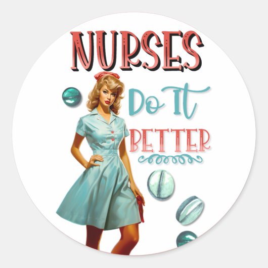 かわいい懐かしいナースピンナップナースの方が良い ラウンドシール (正面)