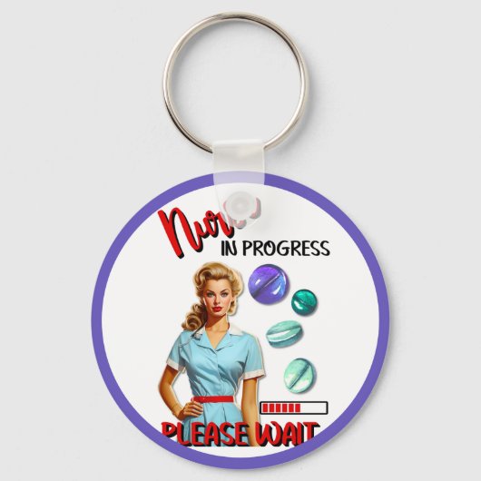 かわいい懐かしいナースピンナップナース中 キーホルダー (正面)