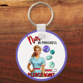 かわいい懐かしいナースピンナップナース中 キーホルダー (正面)