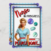 かわいい懐かしいナースピンナップナース中 サンキューカード (正面/裏面)