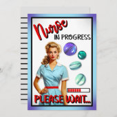 かわいい懐かしいナースピンナップナース中 サンキューカード (正面/裏面)