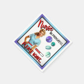 かわいい懐かしいナースピンナップナース中 スタンダードカクテルナプキン (角)