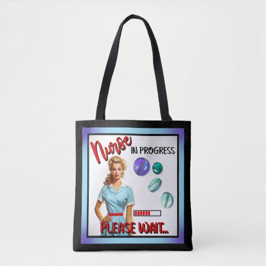 かわいい懐かしいナースピンナップナース中 トートバッグ (正面)