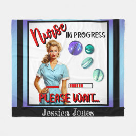 かわいい懐かしいナースピンナップナース中 フリースブランケット