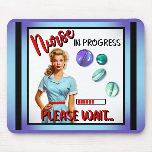 かわいい懐かしいナースピンナップナース中 マウスパッド (正面)