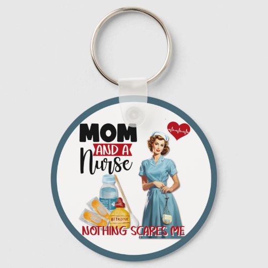 かわいい懐かしいナースピンナップママとナース キーホルダー (正面)