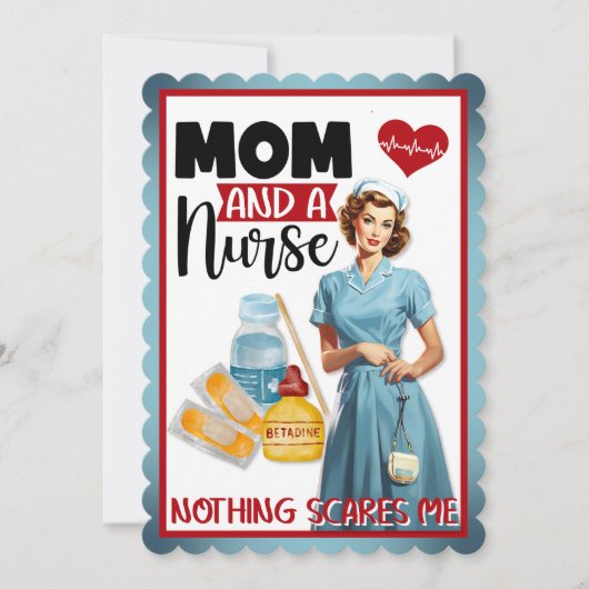 かわいい懐かしいナースピンナップママとナース サンキューカード (正面)