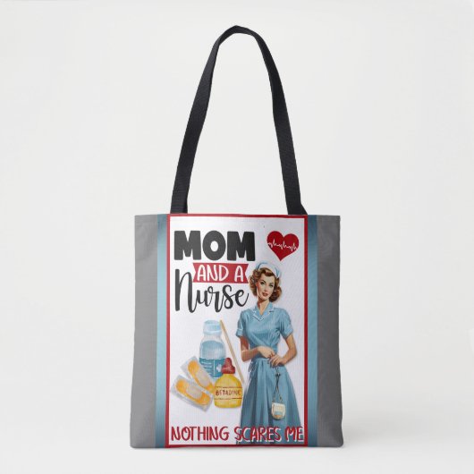 かわいい懐かしいナースピンナップママとナース トートバッグ (正面)