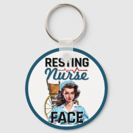 かわいい懐かしいナースピンナップ休憩ナース顔 キーホルダー