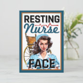 かわいい懐かしいナースピンナップ休憩ナース顔 サンキューカード (スタンド正面)