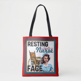 かわいい懐かしいナースピンナップ休憩ナース顔 トートバッグ