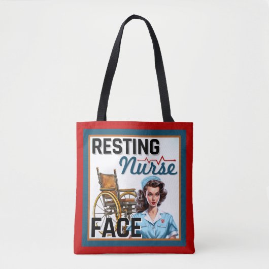 かわいい懐かしいナースピンナップ休憩ナース顔 トートバッグ (正面)