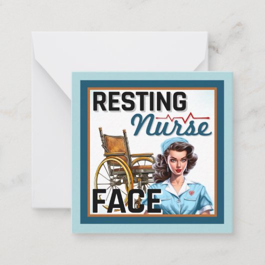 かわいい懐かしいナースピンナップ休憩ナース顔 ノートカード (正面)