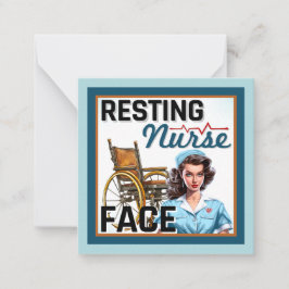 かわいい懐かしいナースピンナップ休憩ナース顔 ノートカード