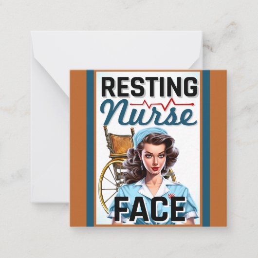 かわいい懐かしいナースピンナップ休憩ナース顔 ノートカード (正面)