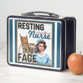 かわいい懐かしいナースピンナップ休憩ナース顔 メタルランチボックス (インサイチュ)