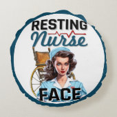 かわいい懐かしいナースピンナップ休憩ナース顔 ラウンドクッション (裏面)