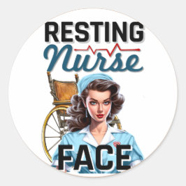 かわいい懐かしいナースピンナップ休憩ナース顔 ラウンドシール