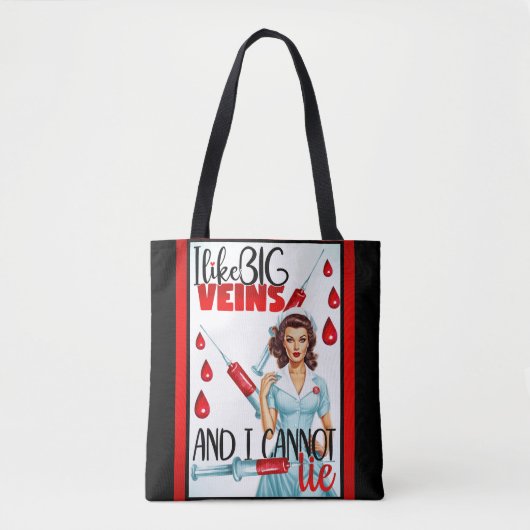 かわいい懐かしいナースピンナップ私は大きな静脈が好き トートバッグ (正面)